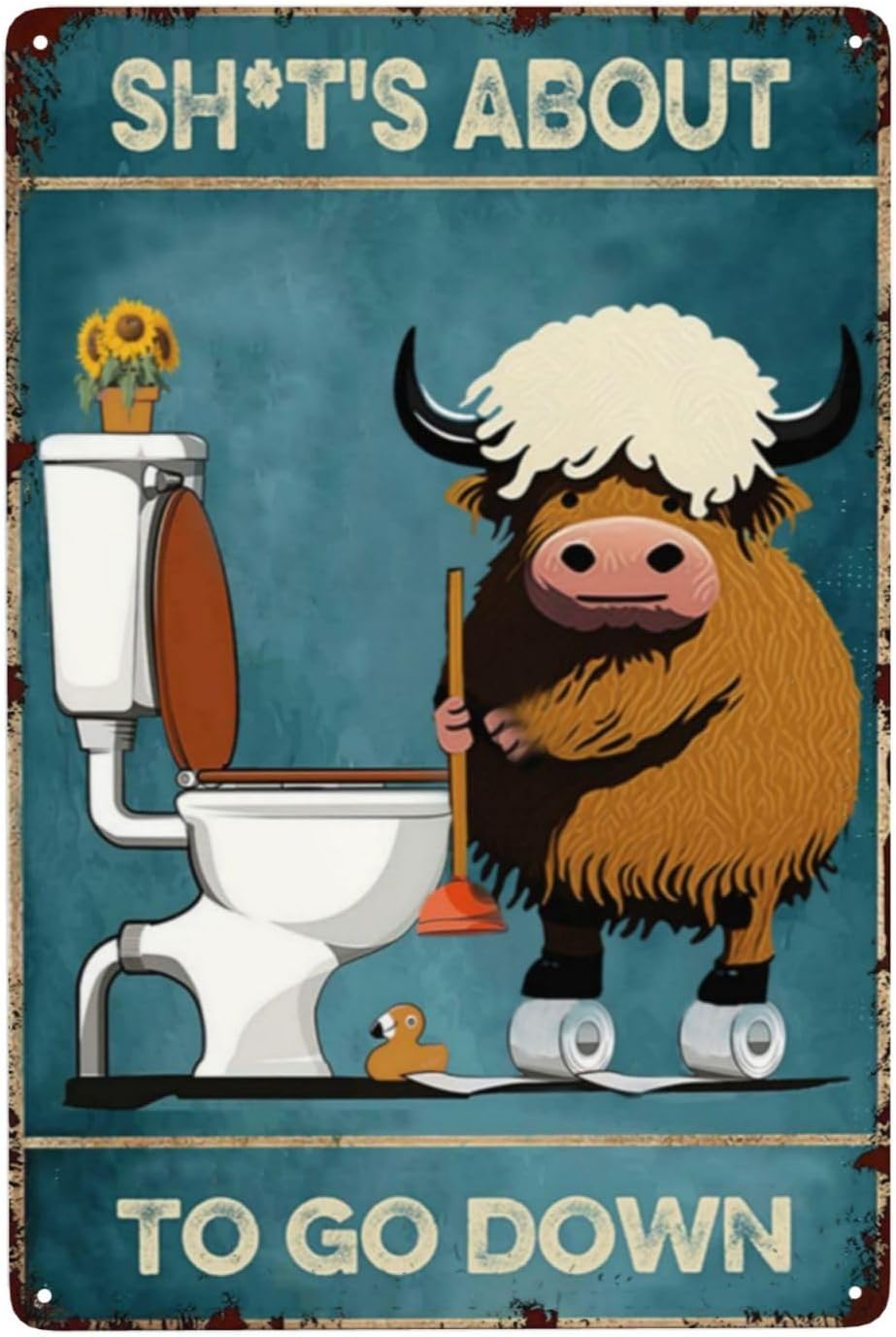 Agriculture Farm House - Farmhouse Cow Metal Poster 8X12IN -