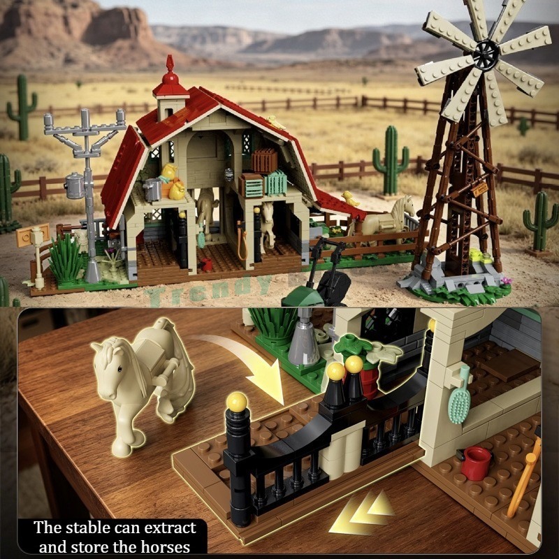 1359PCS Western Windmill Ranch - огляд і ціна Agriculture Farm House